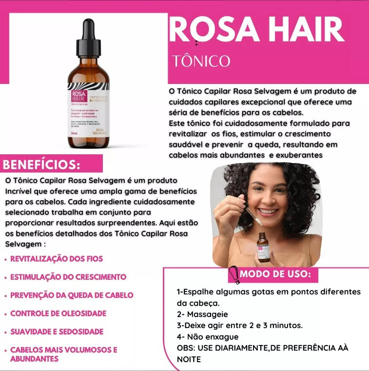 TÔNICO CAPILAR ROSA HAIR - ROSA SELVAGEM