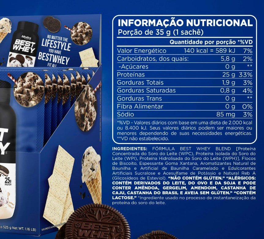 BEST WHEY COOKIES & CREAM SACHÊ - ATLHETICA NUTRITION