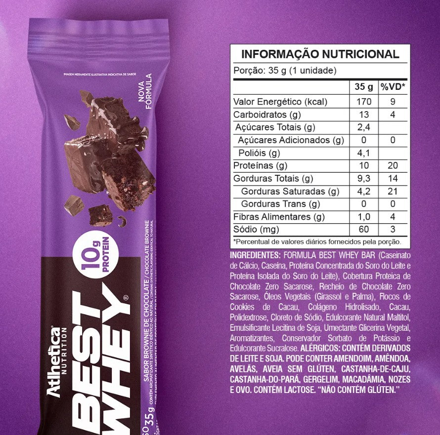 BARRA DE PROTEINA BEST WHEY BAR BROWNIE DE CHOCOLATE UNID. - ATLHETICA NUTRITION