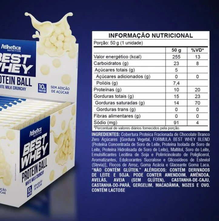 BEST WHEY PROTEIN BALL CHOCOLATE BRANCO UNID.- ATLHETICA NUTRITION