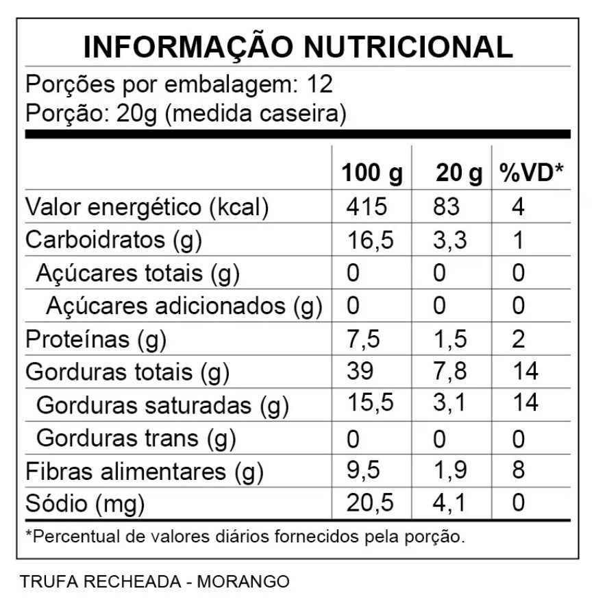 CHOCOLATE TRUFAS RECHEADAS MORANGO - NUTRISSIMA