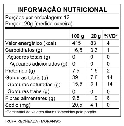 CHOCOLATE TRUFAS RECHEADAS MORANGO - NUTRISSIMA