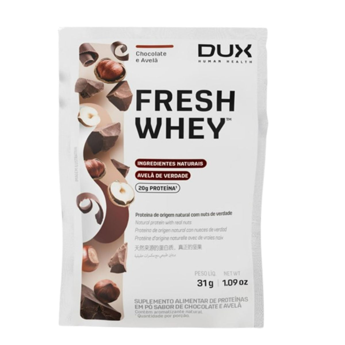FRESH WHEY CHOCOLATE E AVELÃ SACHÊ - DUX